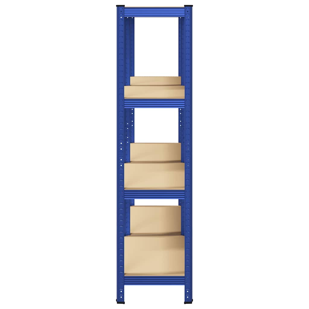 Mensole Portaoggetti 4 Strati 2pz Blu Acciaio Legno Multistrato 4016935
