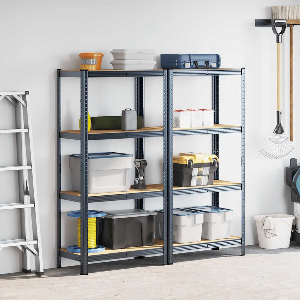 vidaXL Mensole Portaoggetti 4 Strati 2pz Antracite in Acciaio e Legno