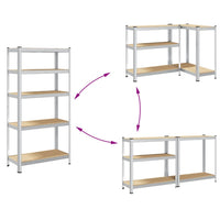 Mensola 5 Strati Argento in Acciaio e Legno Multistrato 4016947