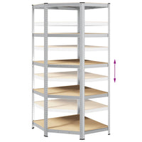 vidaXL Scaffale Angolare 5 Ripiani Argento Acciaio e Legno Multistrato