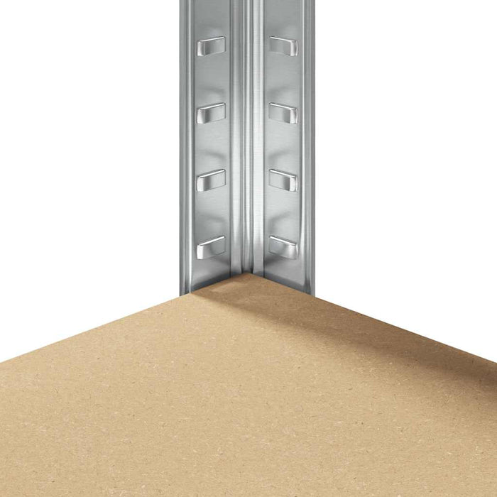 vidaXL Scaffale Angolare 5 Ripiani Argento Acciaio e Legno Multistrato
