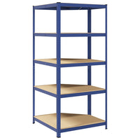 Mensola Angolare 5 Strati Blu in Acciaio e Legno Multistrato