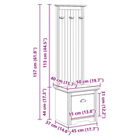 Mobiletto da Ingresso con Ganci BODO Grigio 50x40x157 cm 4016874