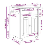 Carrello da Cucina BODO Bianco e Marrone 72x45x80 cm