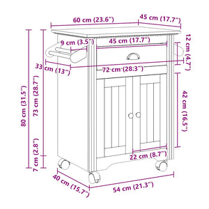 Carrello da Cucina BODO Bianco e Marrone 72x45x80 cm 4016876