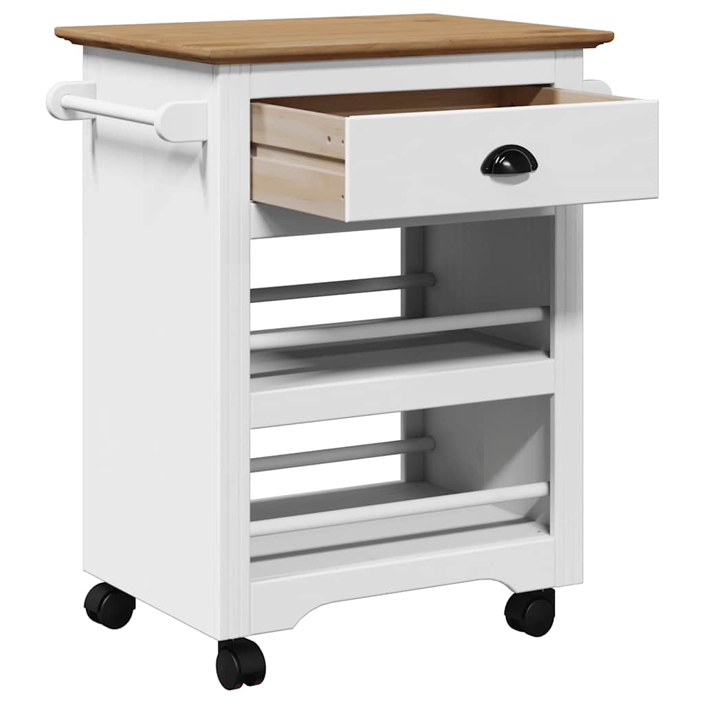 Carrello da Cucina-Scaffale per Cucina BODO Bianco e Marrone 67,5x45x80 cm