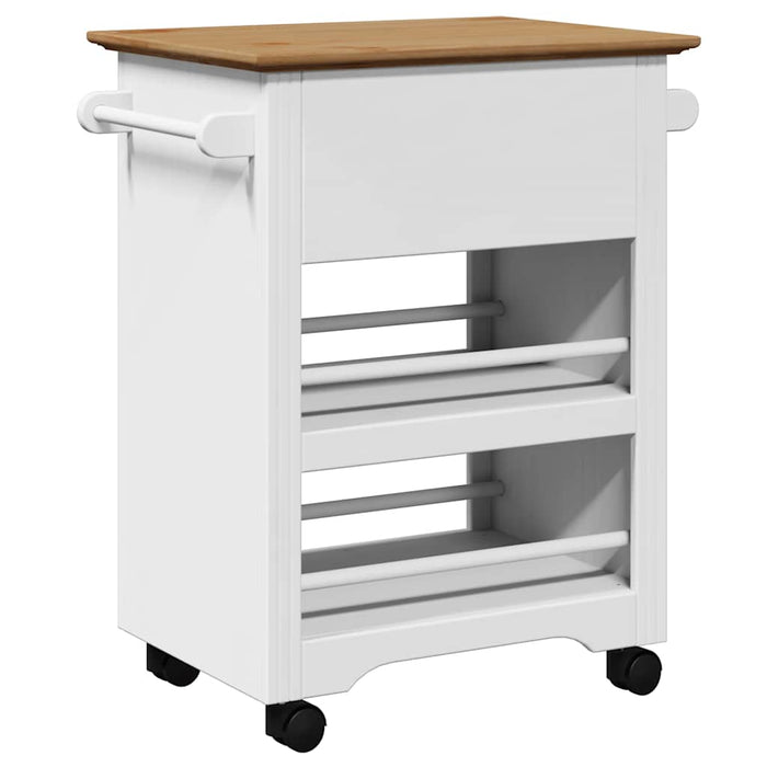 Carrello da Cucina BODO Bianco e Marrone 67,5x45x80 cm 4016879