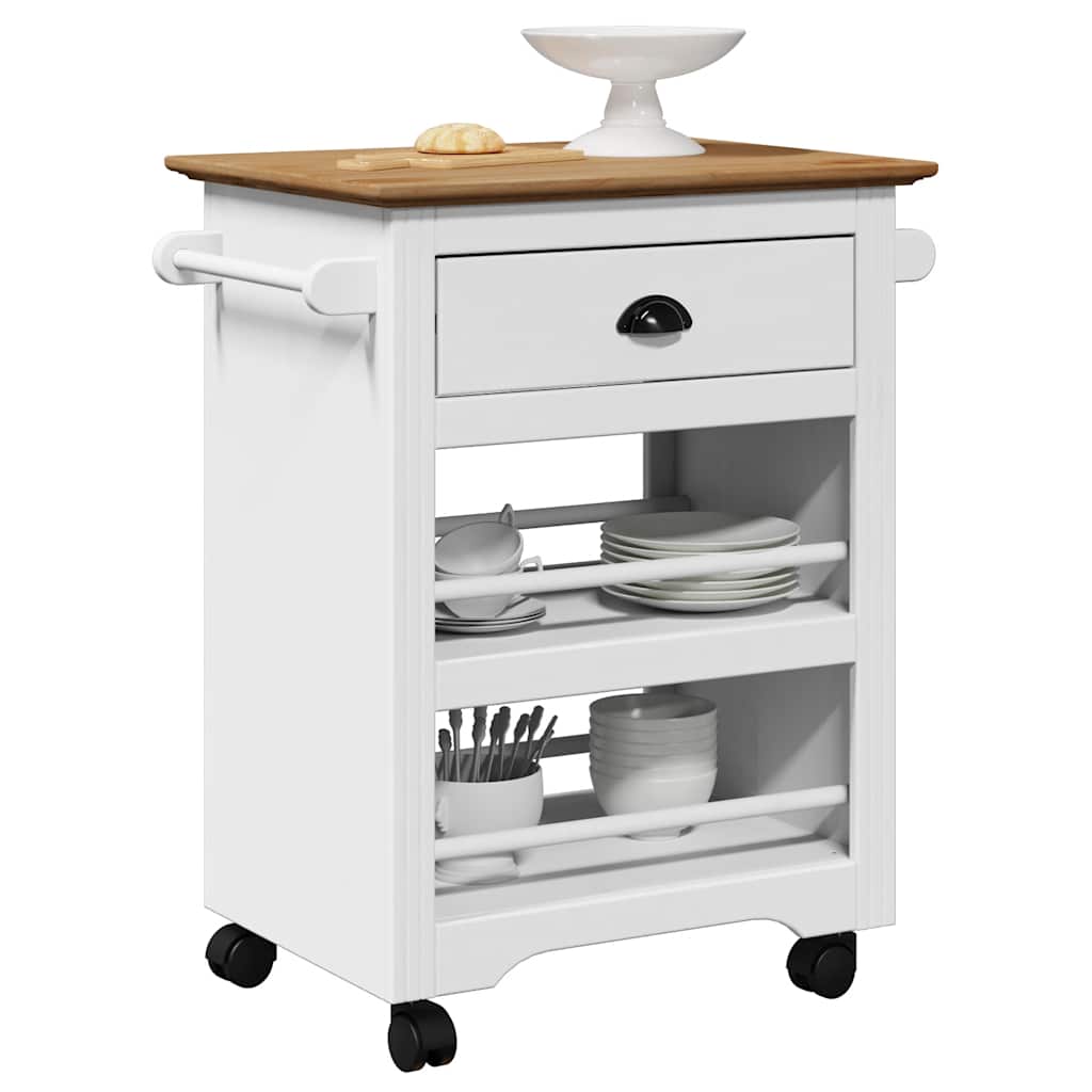Carrello da Cucina-Scaffale per Cucina BODO Bianco e Marrone 67,5x45x80 cm