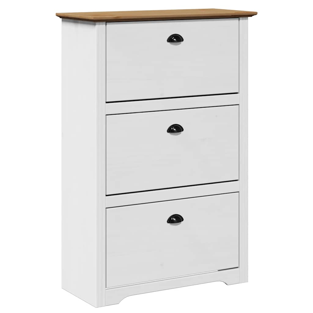 Scarpiera BODO Bianca e Marrone 80x35x118 cm