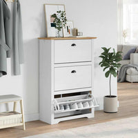 Scarpiera BODO Bianca e Marrone 80x35x118 cm 4016882