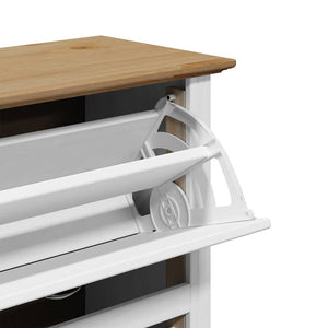 Scarpiera BODO Bianca e Marrone 80x35x118 cm