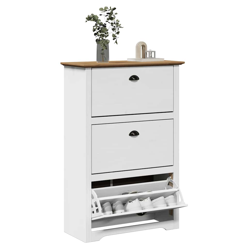 Scarpiera BODO Bianca e Marrone 80x35x118 cm 4016882