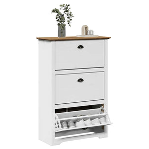 Scarpiera BODO Bianca e Marrone 80x35x118 cm 4016882