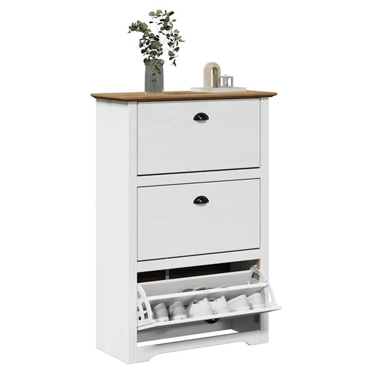 Scarpiera BODO Bianca e Marrone 80x35x118 cm