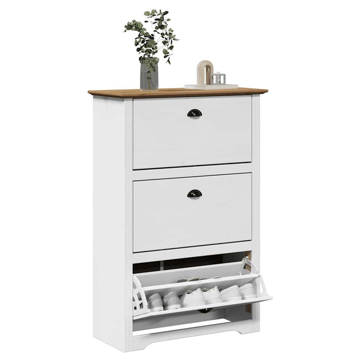 Scarpiera BODO Bianca e Marrone 80x35x118 cm