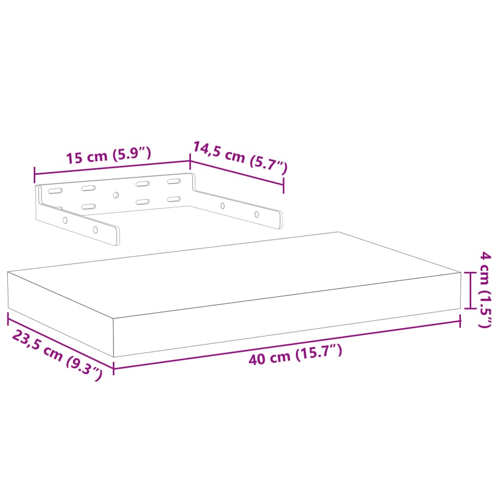 Mensole Pensili 4 pz 40x23,5x4 cm in Truciolato 4010684