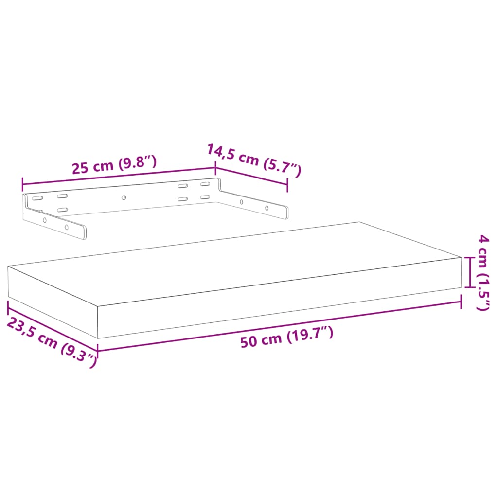 Mensole Pensili 2 pz 50x23,5x4 cm in Truciolato 4010686