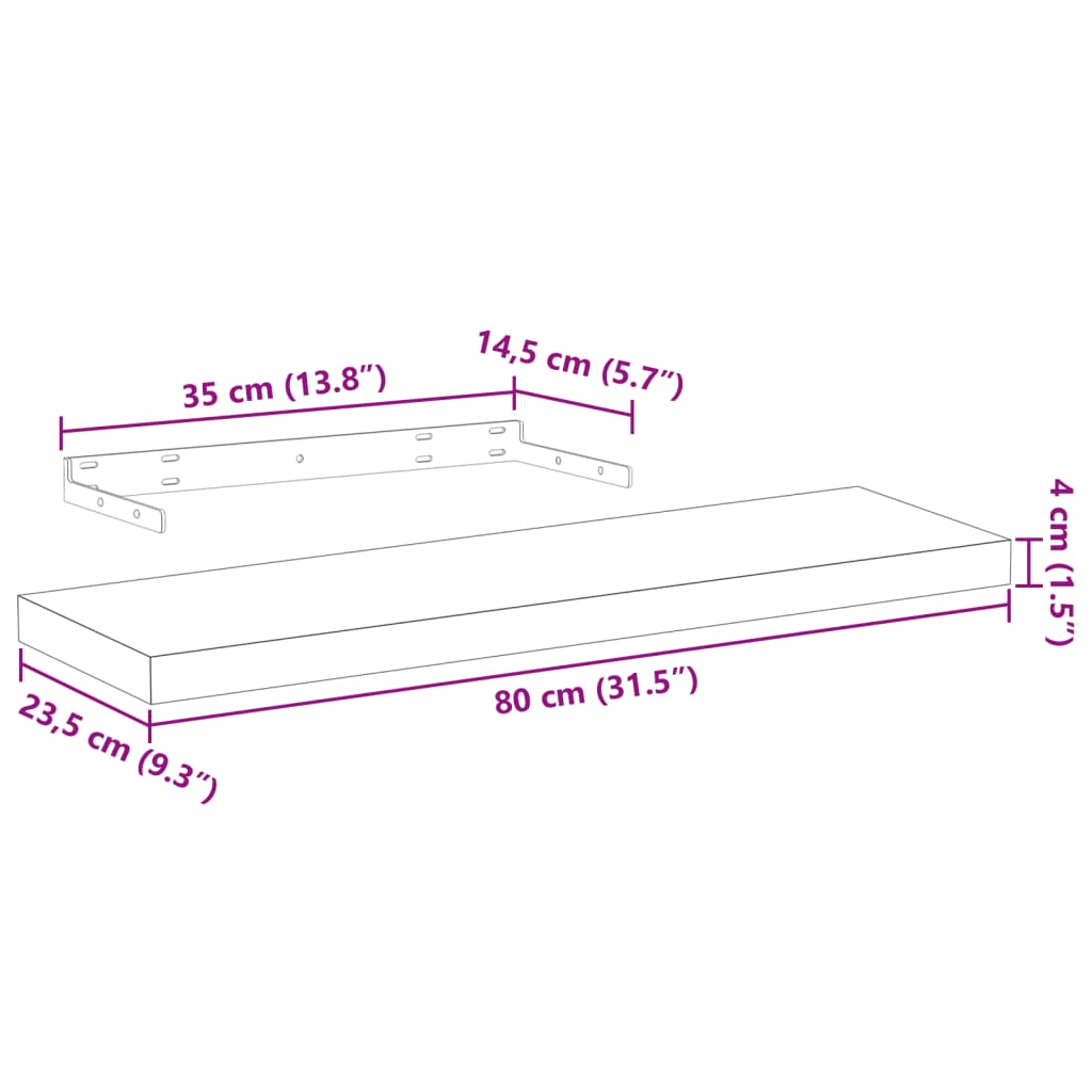 Mensole Pensili 4 pz 80x23,5x4 cm in Truciolato 4010693
