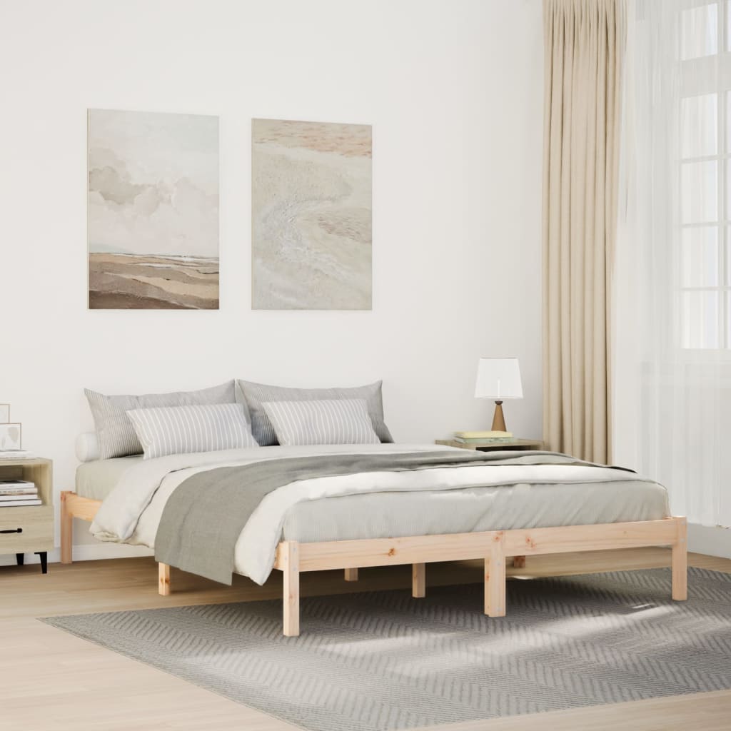 Letto Extra Lungo senza Materasso 160x210 cm in Legno di Pino 852408