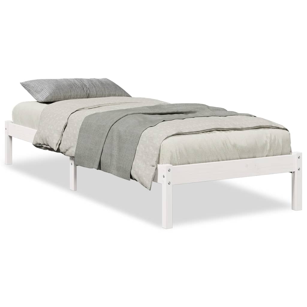 Letto Extra Lungo senza Materasso Bianco 90x220 cm in Pino 852417