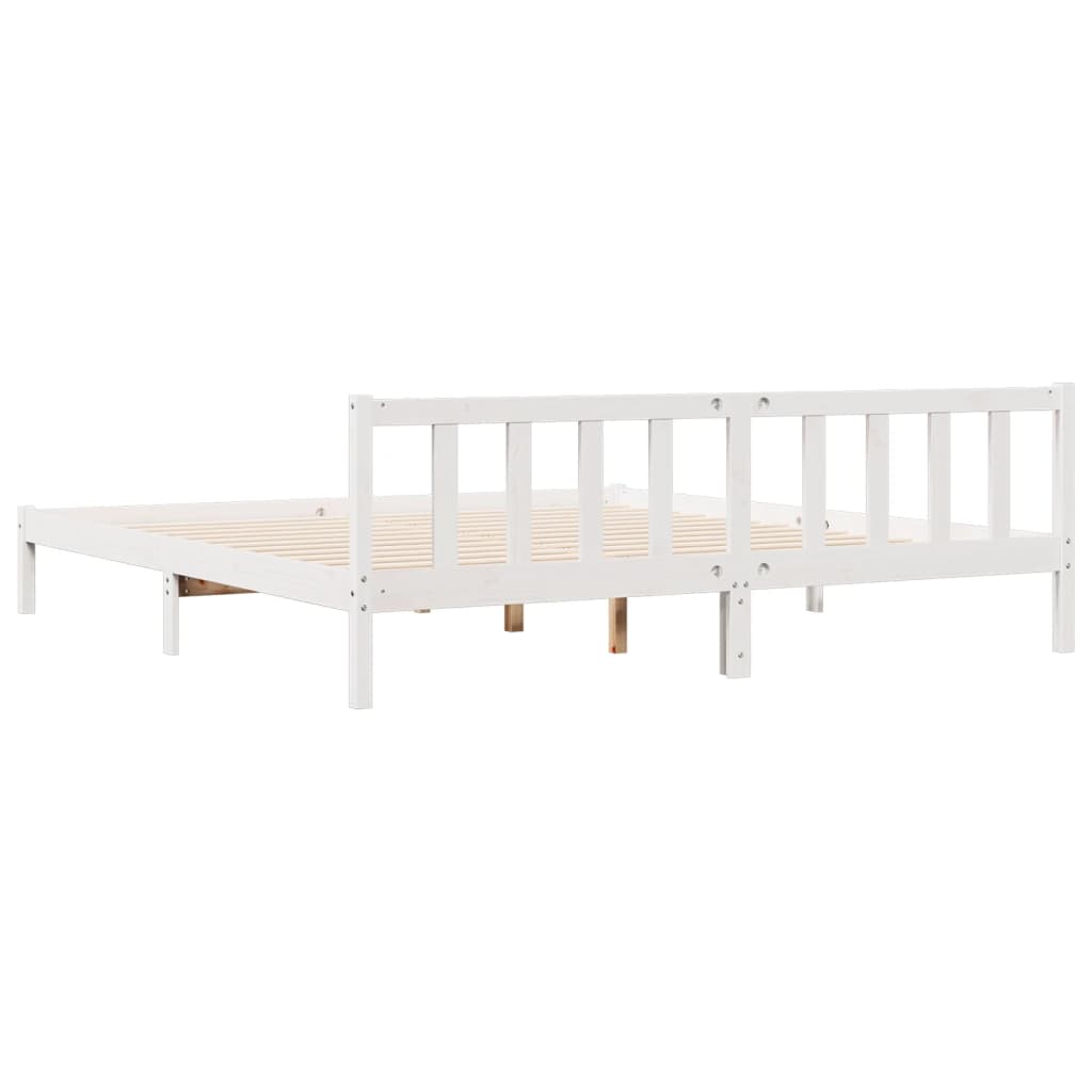 Letto Extra Lungo senza Materasso Bianco 180x220 cm in Pino 852453