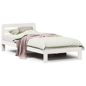 Letto senza Materasso Bianco 75x190 in Legno Massello di Pino 855565