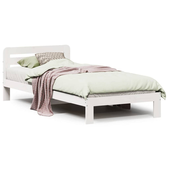 Letto senza Materasso Bianco 75x190 in Legno Massello di Pino 855565