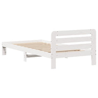 Letto senza Materasso Bianco 75x190 in Legno Massello di Pino 855565