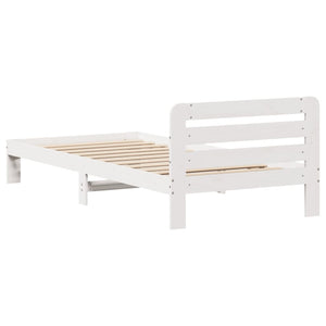 Letto senza Materasso Bianco 75x190 in Legno Massello di Pino 855565