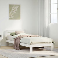 Letto senza Materasso Bianco 75x190 in Legno Massello di Pino 855565