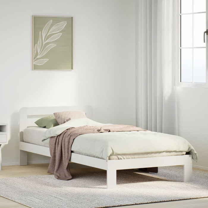 Letto senza Materasso Bianco 75x190 in Legno Massello di Pino 855565