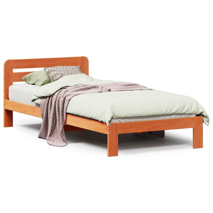 Letto senza Materasso Marrone Cera 90x190 cm in Legno di Pino 855569