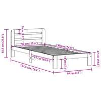 Letto senza Materasso Marrone Cera 90x190 cm in Legno di Pino 855569