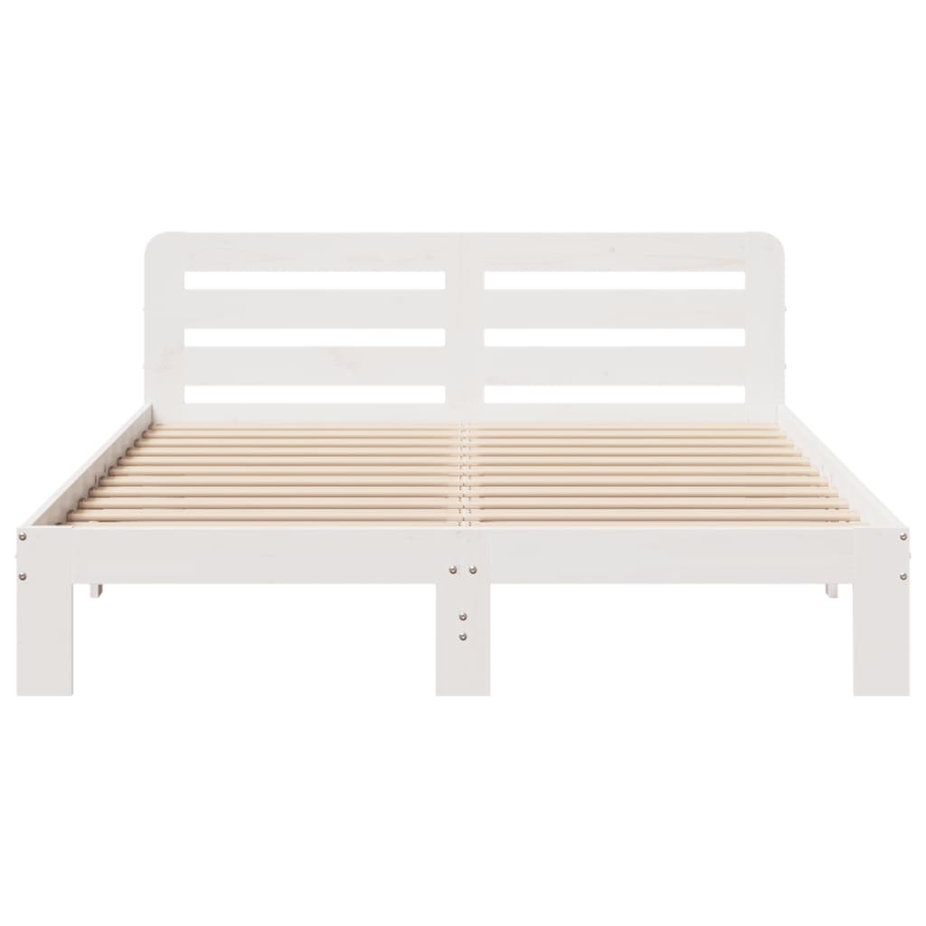 Letto senza Materasso Bianco 140x190 cm Legno Massello di Pino 855577