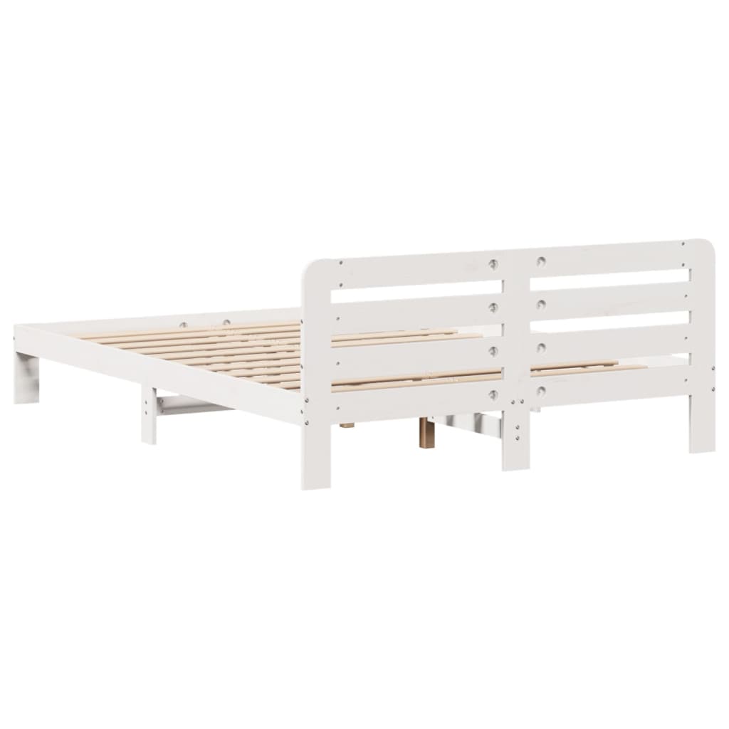 Letto senza Materasso Bianco 140x190 cm Legno Massello di Pino 855577