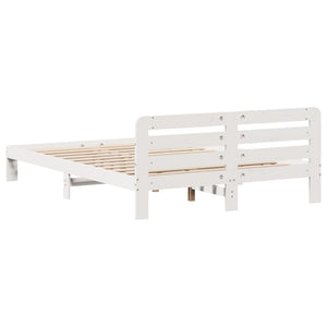 Letto senza Materasso Bianco 140x190 cm Legno Massello di Pino 855577