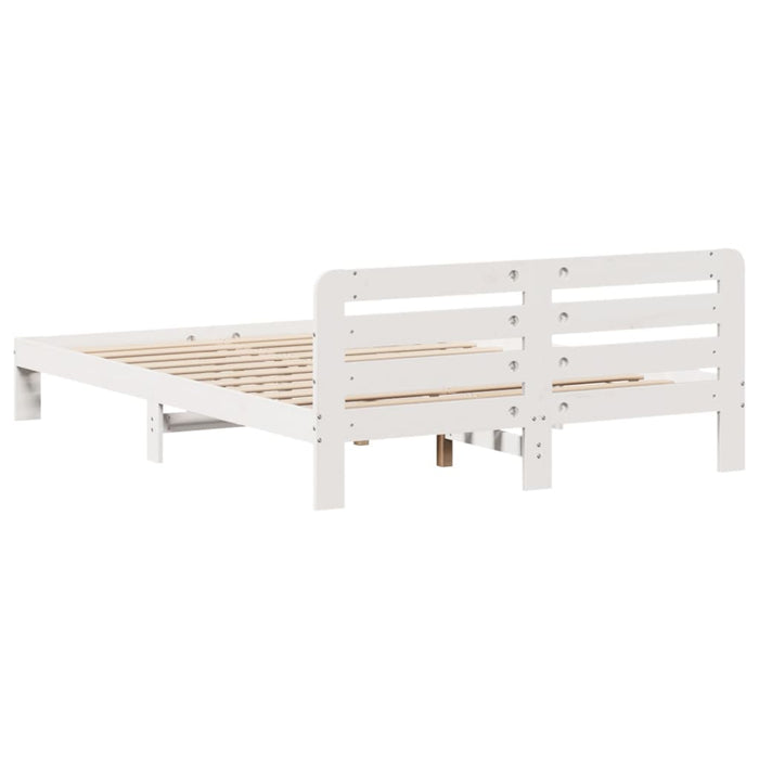 Letto senza Materasso Bianco 140x190 cm Legno Massello di Pino 855577