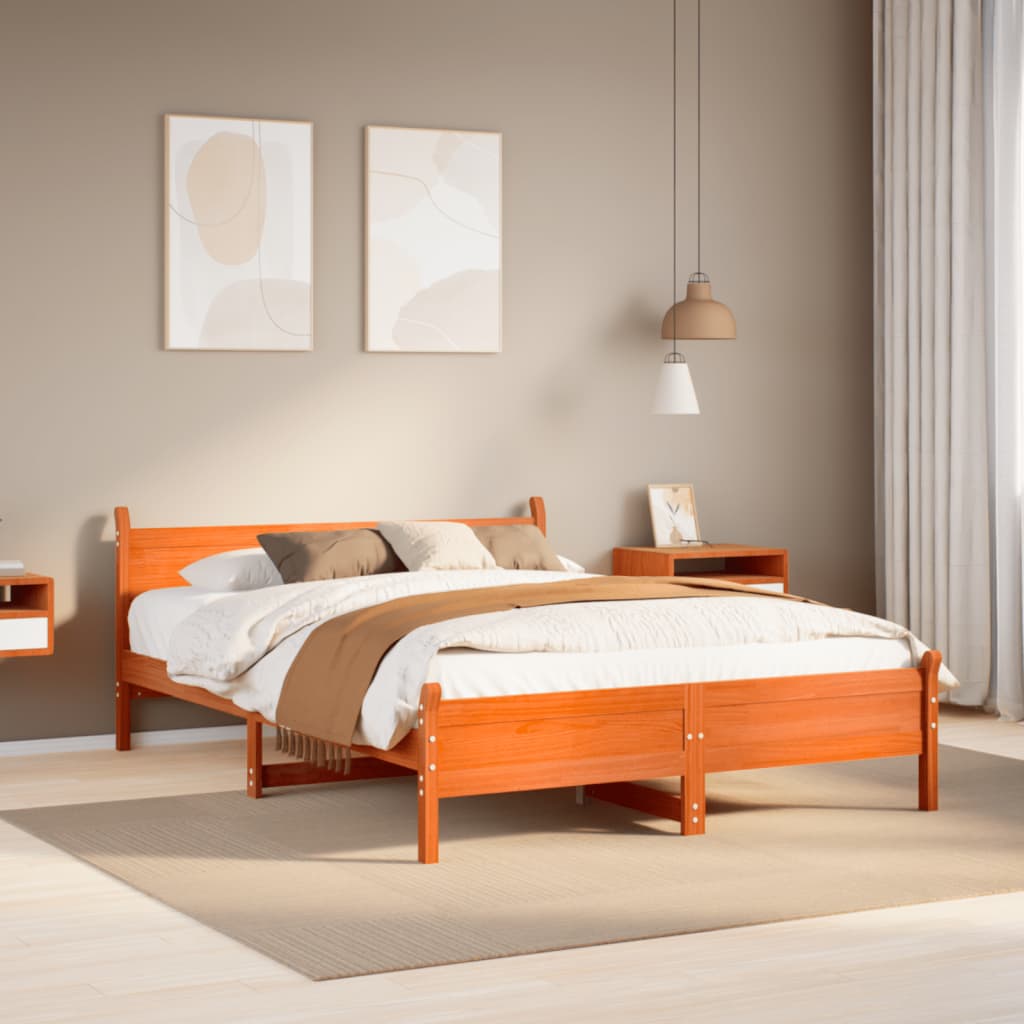 vidaXL Letto senza Materasso Marrone Cera 150x200 cm in Legno di Pino