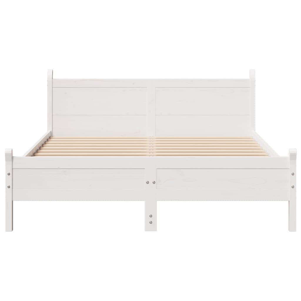 Letto senza Materasso Bianco 140x190 cm Legno Massello di Pino