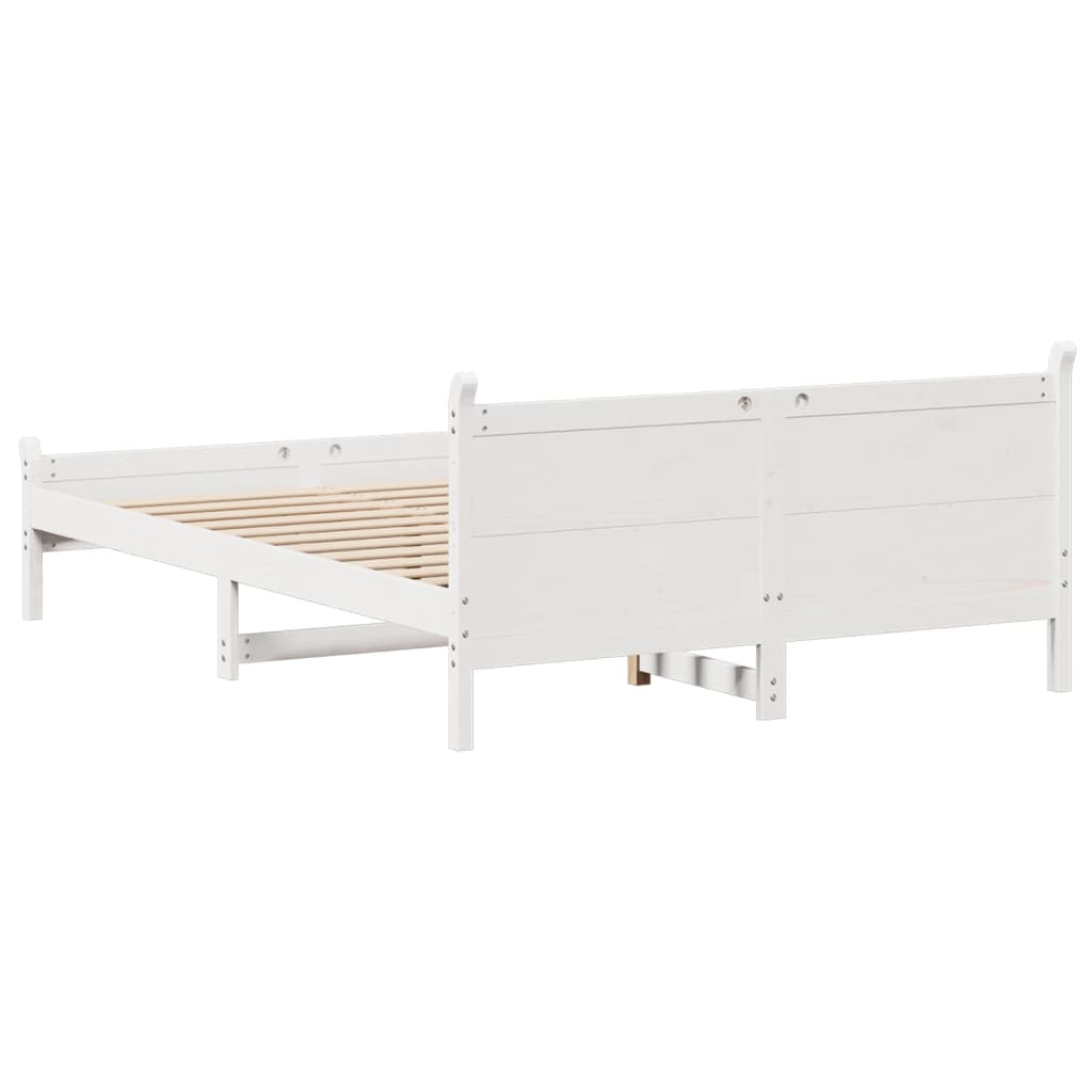 Letto senza Materasso Bianco 140x190 cm Legno Massello di Pino