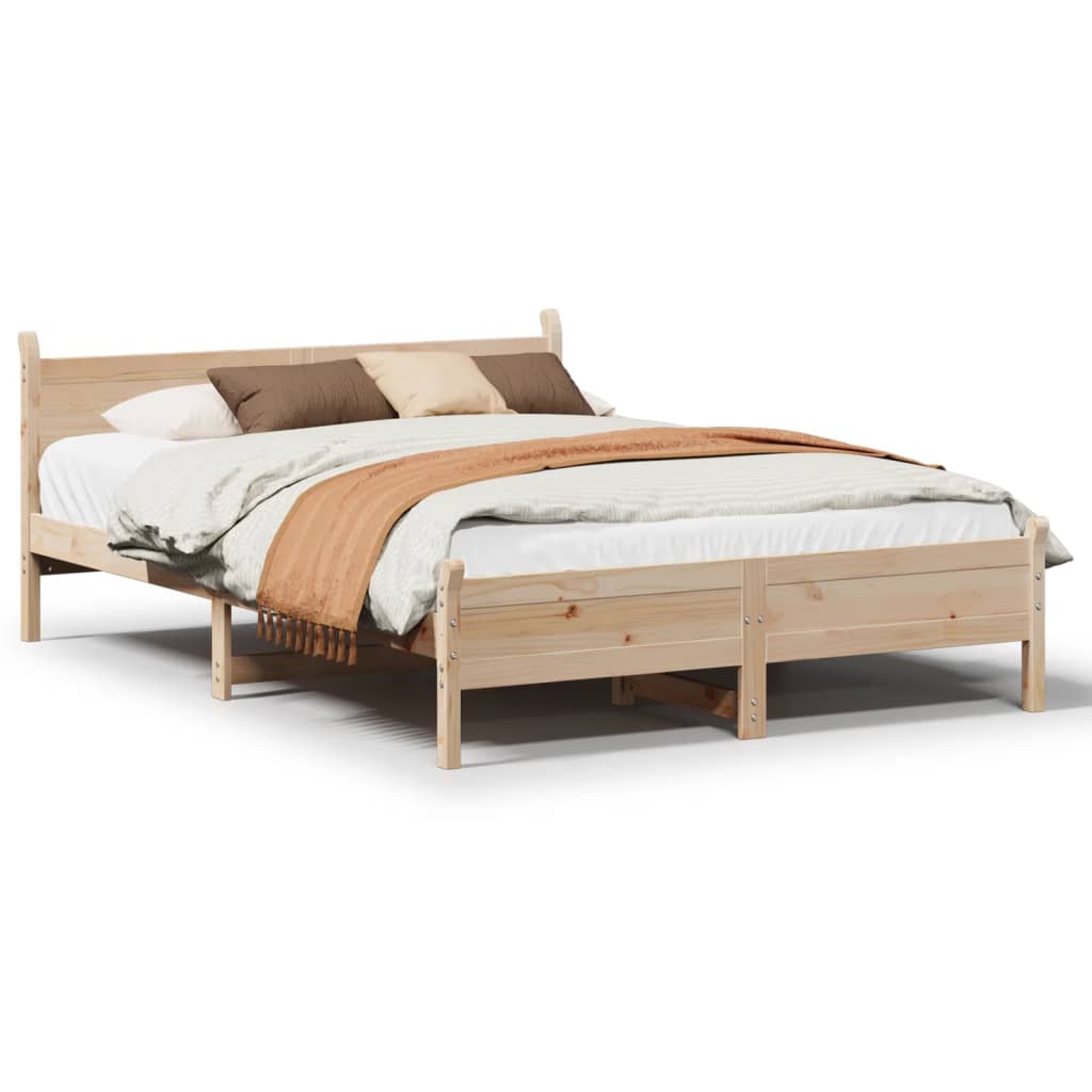 Letto senza Materasso 135x190 cm in Legno Massello di Pino 855606