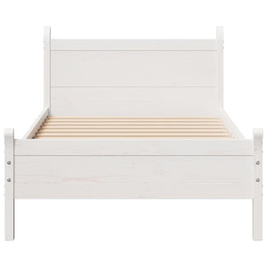 Letto senza Materasso Bianco 90x190 cm in Legno Massello Pino