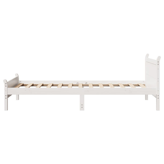 Letto senza Materasso Bianco 90x190 cm in Legno Massello Pino