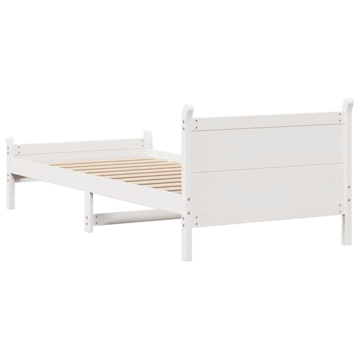 Letto senza Materasso Bianco 90x190 cm in Legno Massello Pino