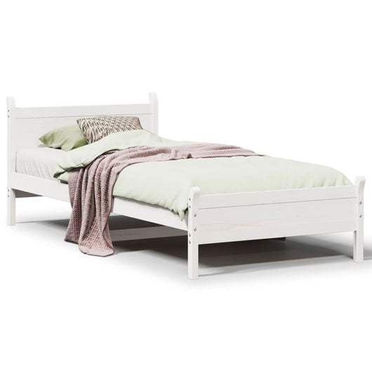 vidaXL Letto senza Materasso Bianco 75x190 in Legno Massello di Pino