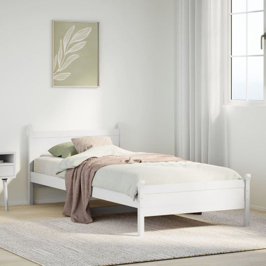 vidaXL Letto senza Materasso Bianco 75x190 in Legno Massello di Pino
