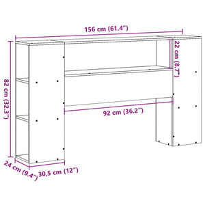 Testiera con Ripiani 150 cm in Legno Massello di Pino 855627