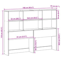 Testiera con Ripiani 160 cm in Legno Massello di Pino 855654
