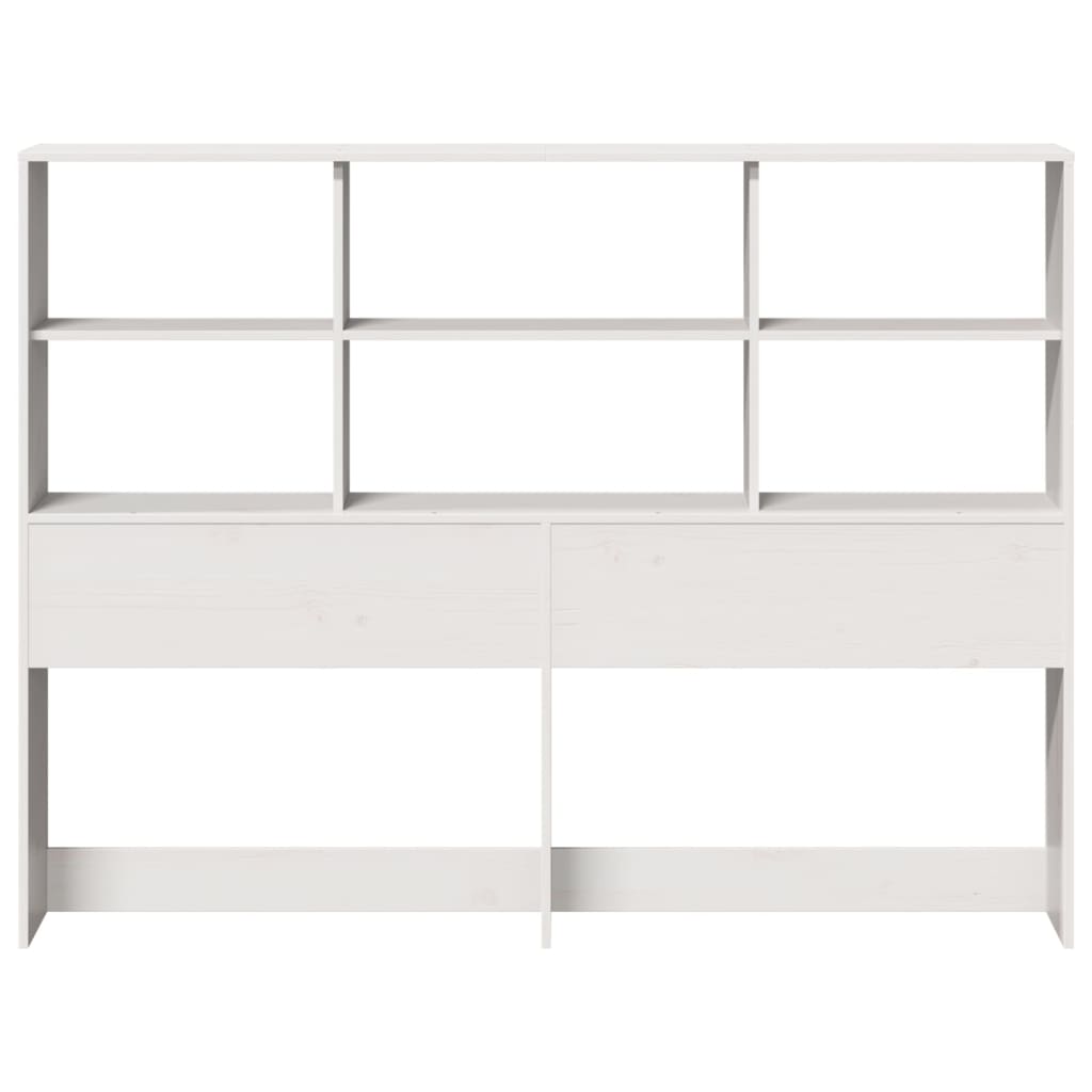 Testiera con Ripiani Bianca 160 cm in Legno Massello di Pino 855655