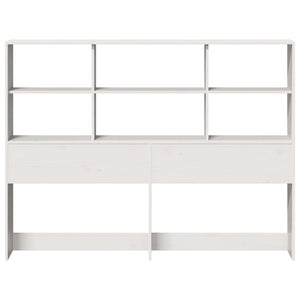 Testiera con Ripiani Bianca 160 cm in Legno Massello di Pino 855655